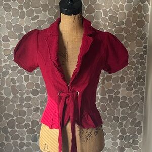 August Silk tie front Red Cardigan Sweater